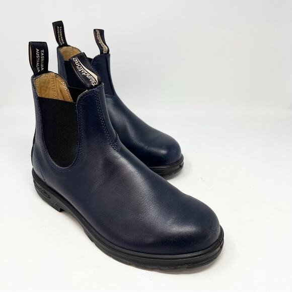 BLUNDSTONE 2246 Navy Leather Chelsea Boots Men’s Size 9 UK 10 US Classic Casual - Picture 1 of 10
